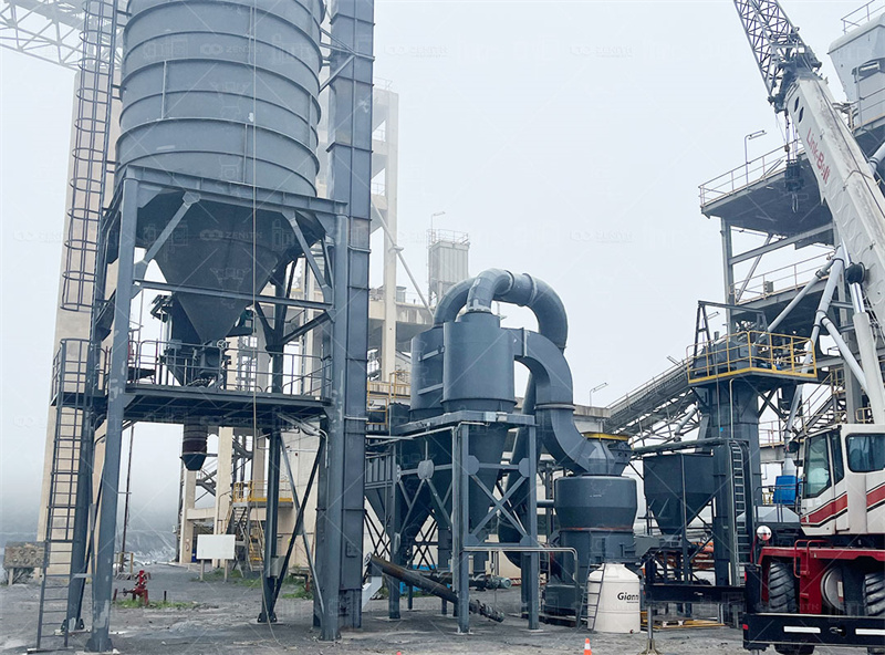 Diagram of grinding mill internal structure showing material flow path