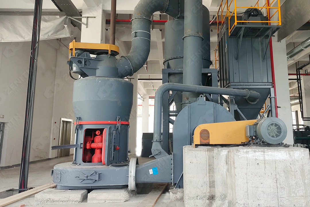 Industrial grinding mill workshop with dust collection system