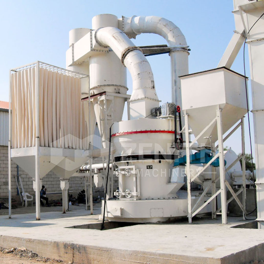 MTW Series Trapezium Mill in operation showing curved air duct design